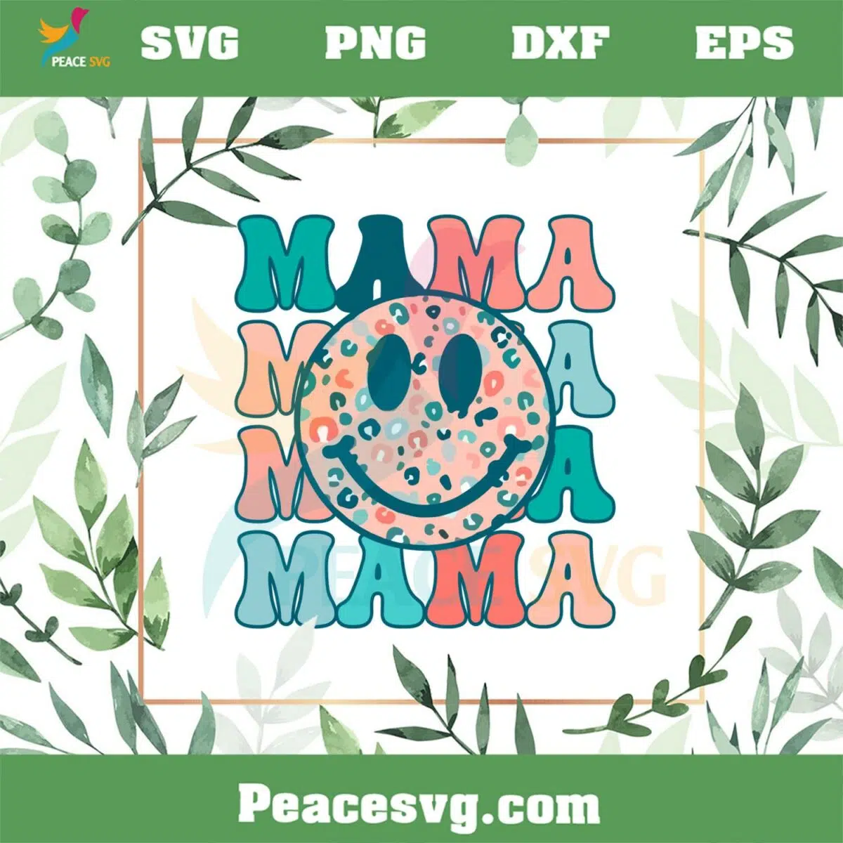 Leopard Smiley Face Mama Mothers Day Svg Cutting Files