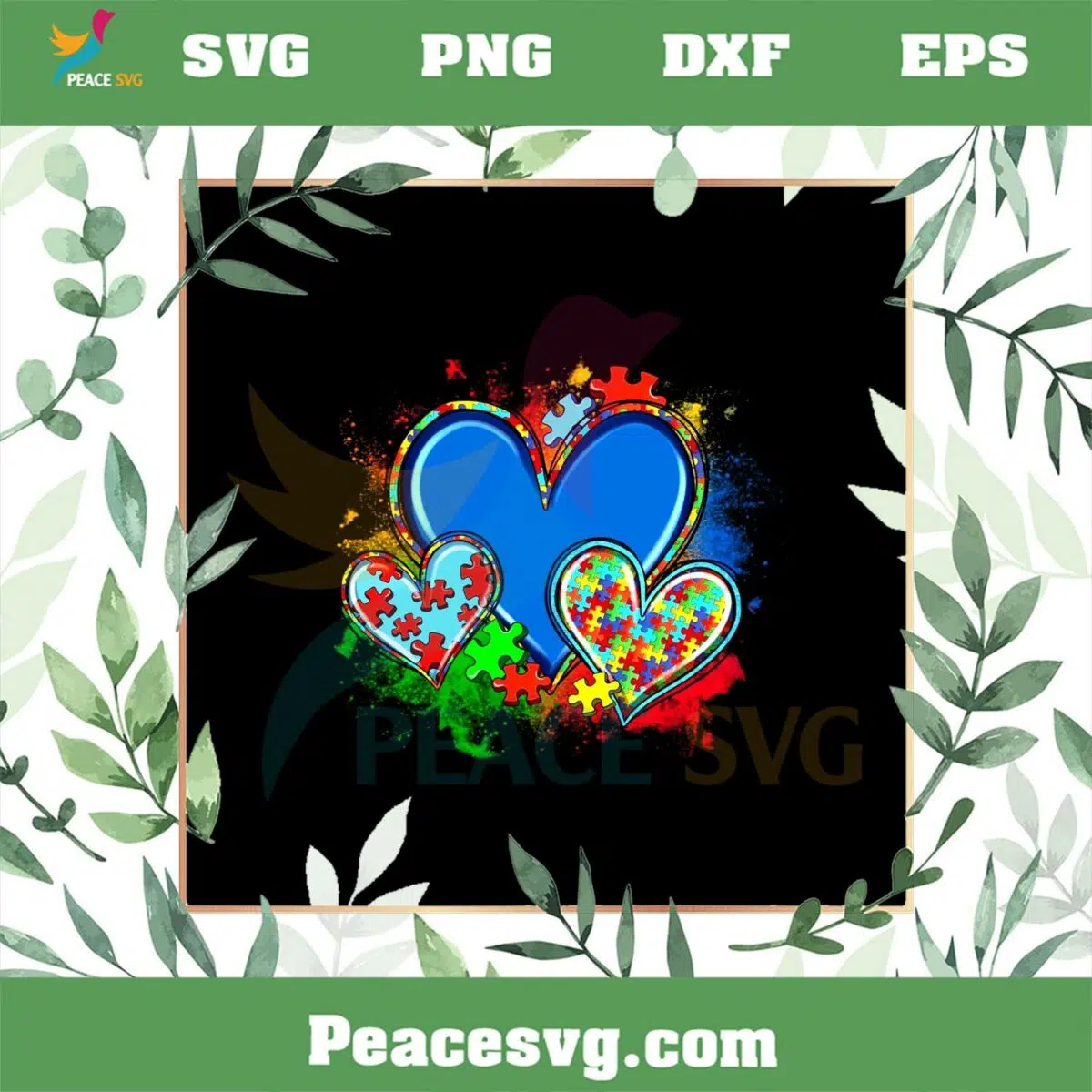 Autism Awareness Puzzle Heart PNG Sublimation Designs