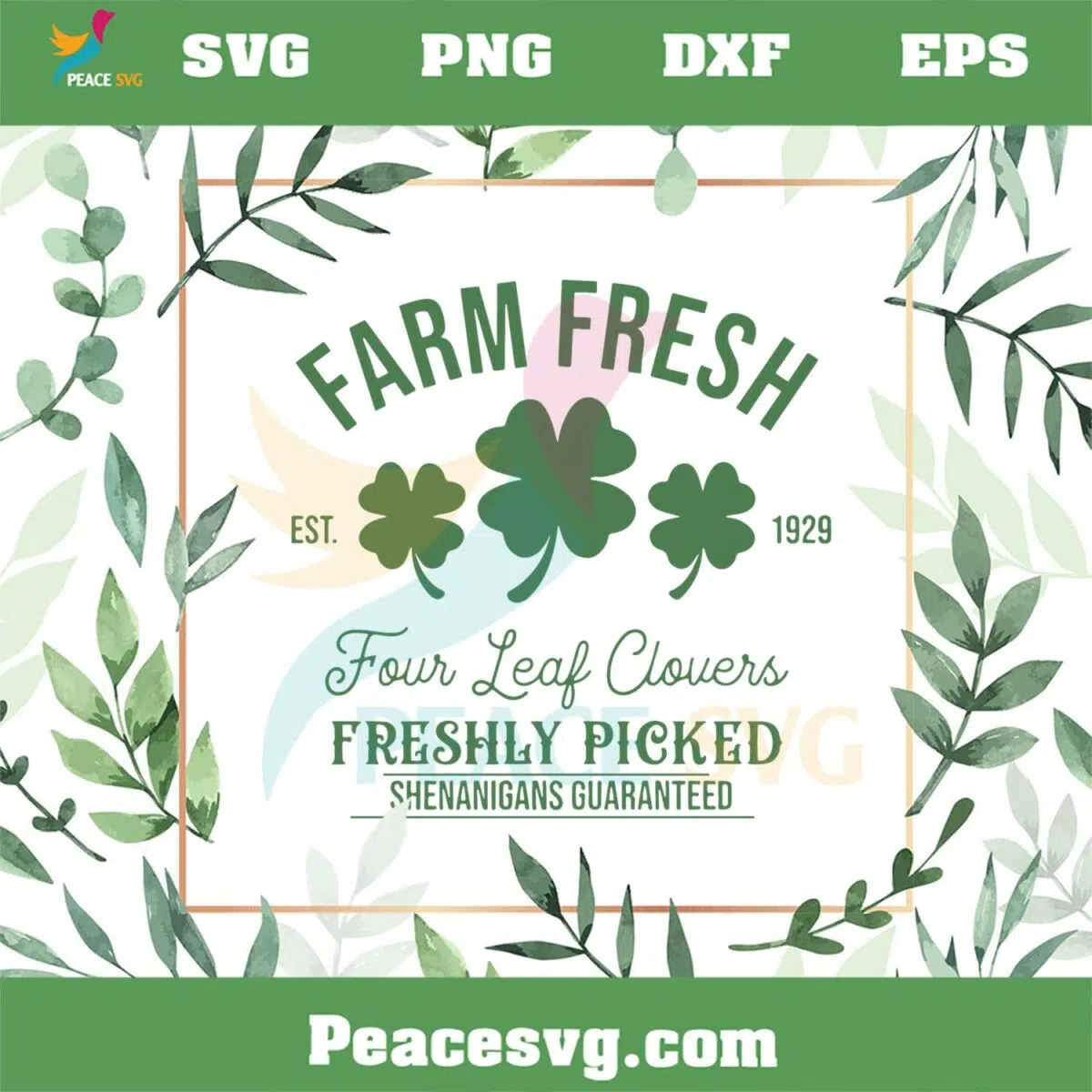 Farm Fresh Four Leaf Clovers St Patrick Day Shamrock SVG Cutting Files