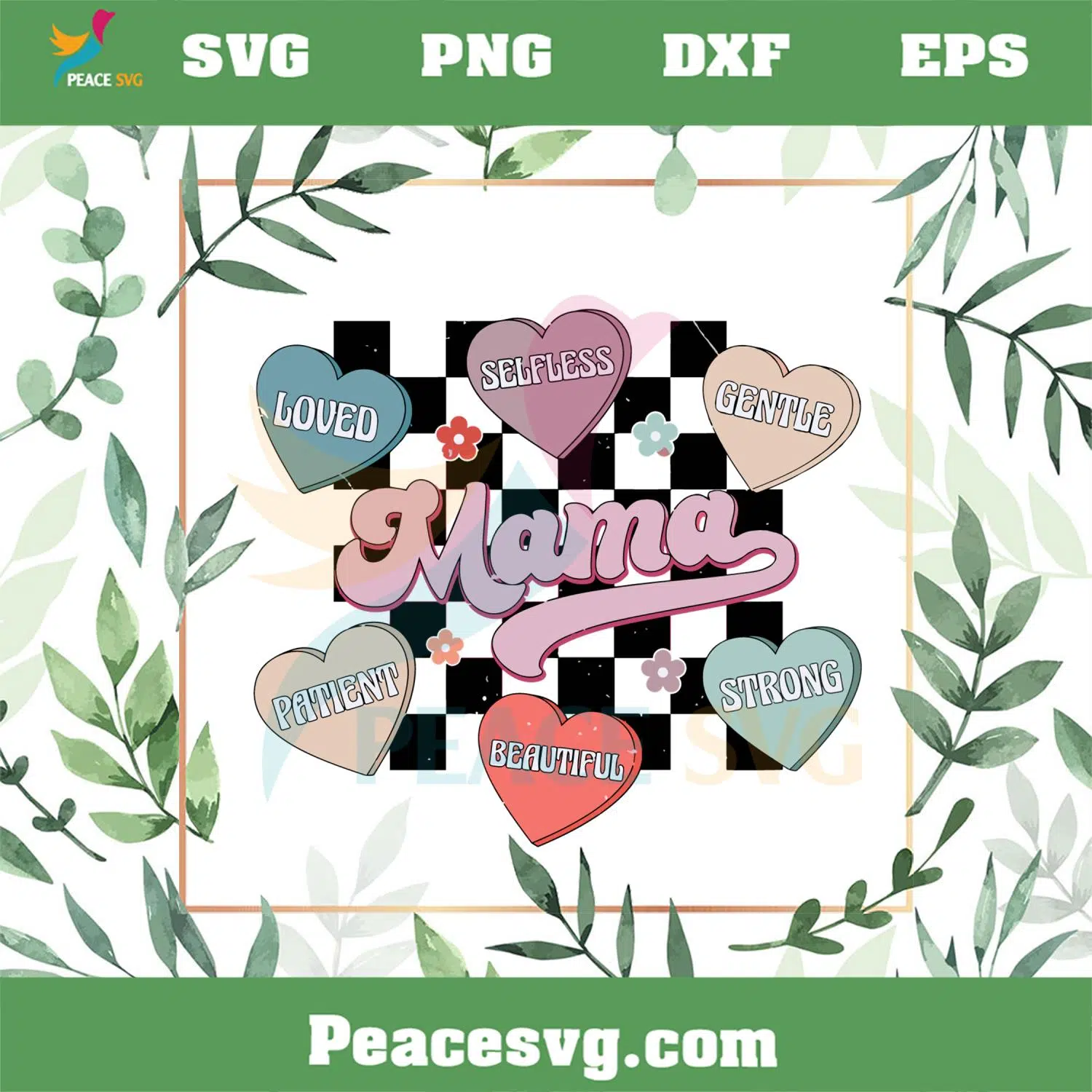 Floral Mama Candy Heart Svg For Cricut Sublimation Files
