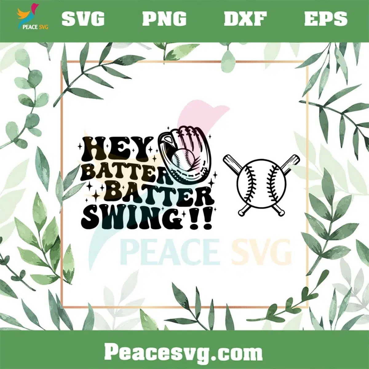 Hey Batter Batter Swing SVG Groovy Baseball Mom Vibe SVG