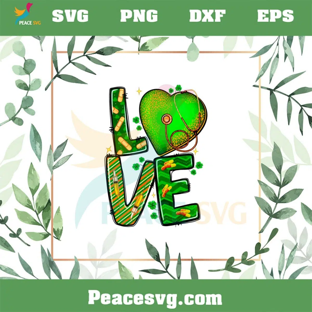 Love Nurse Shamrock Leopard SVG Graphic Designs Files