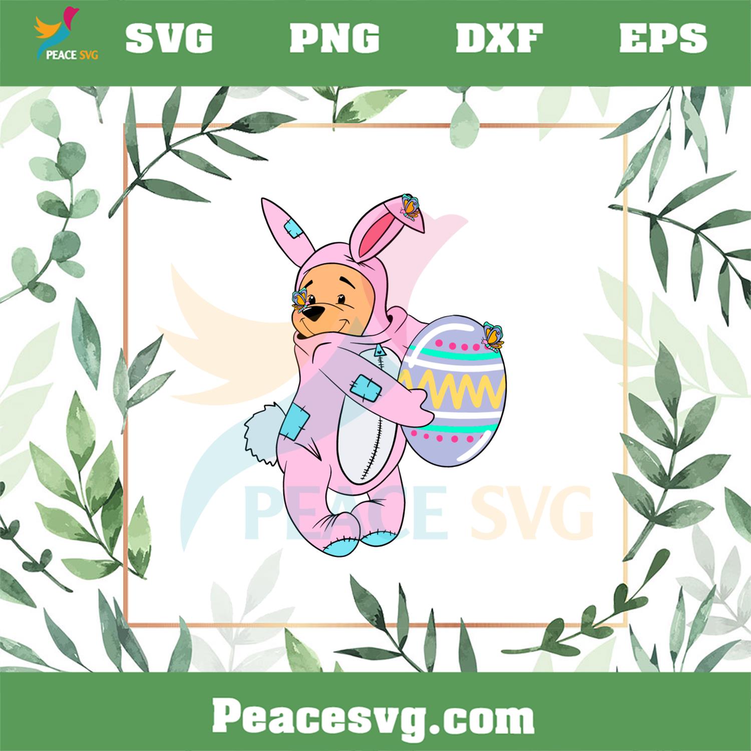 Cute Easter Pooh Bear Disney Easter Best SVG Cutting Digital Files