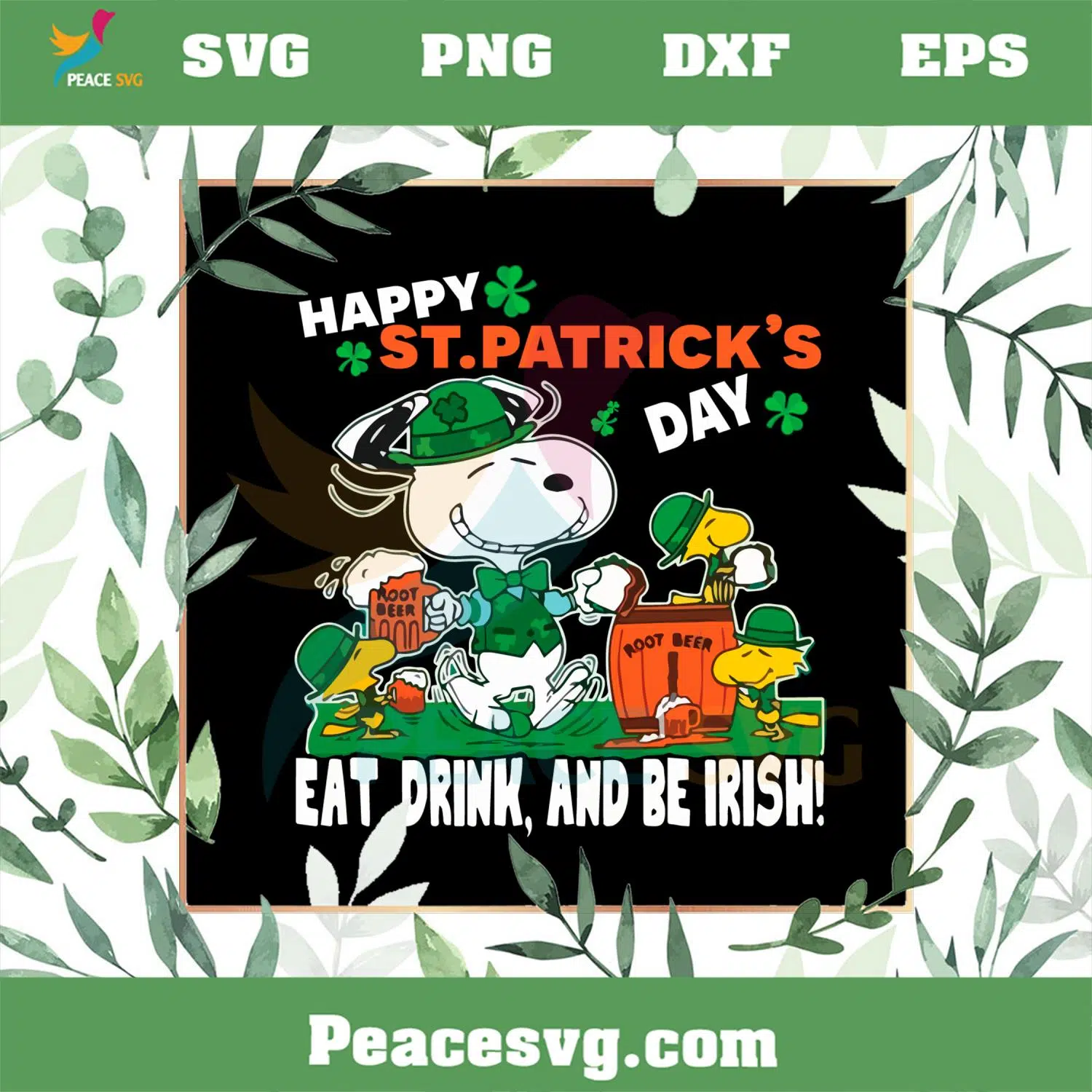 Snoopy Dog Root Beer Saint Patrick’s Day SVG Graphic Designs Files