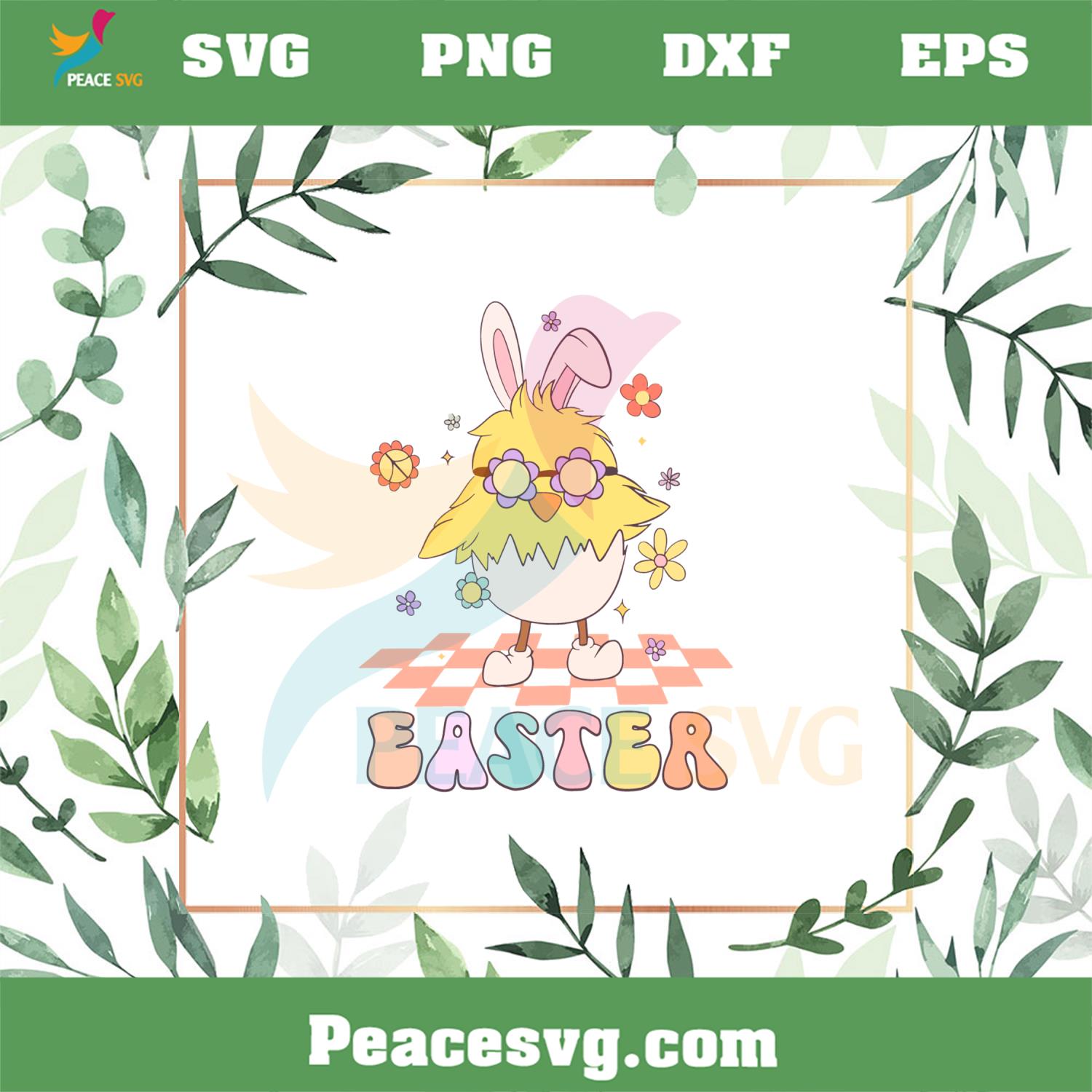 Groovy Easter Cute Chick SVG Files for Cricut Sublimation Files