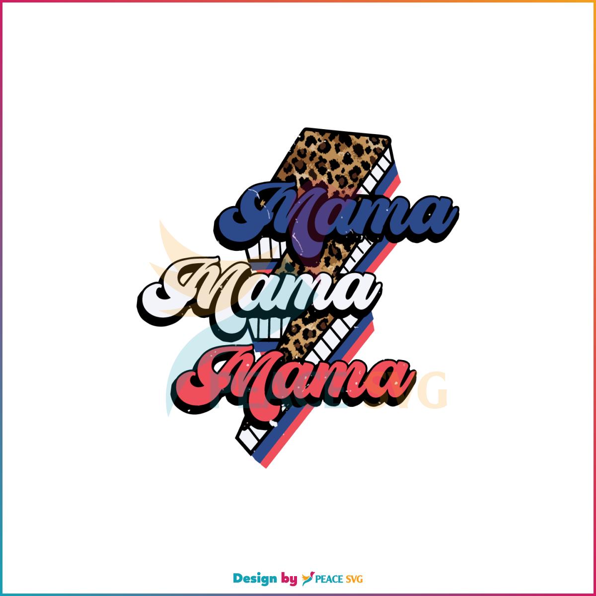 Retro Mama Leopard Lightning Bolt Best SVG Cutting Digital Files