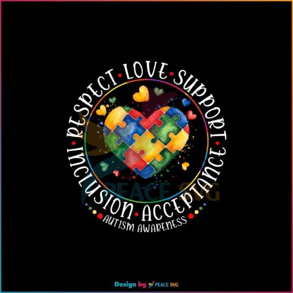 Respect Love Support Accepting Inclusion PNG Autism Awareness PNG