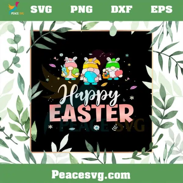 Happy Easter Day Cute Gnomes with Bunny Ears and Eggs SVG Cutting Files