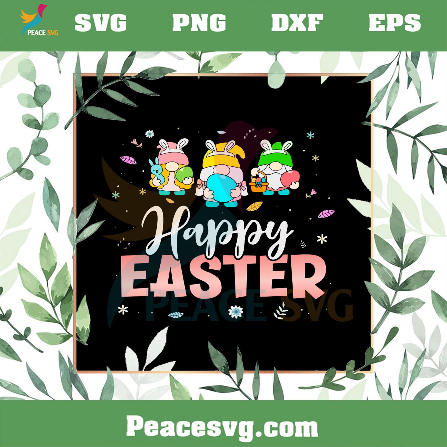 Happy Easter Day Cute Gnomes with Bunny Ears and Eggs SVG Cutting Files