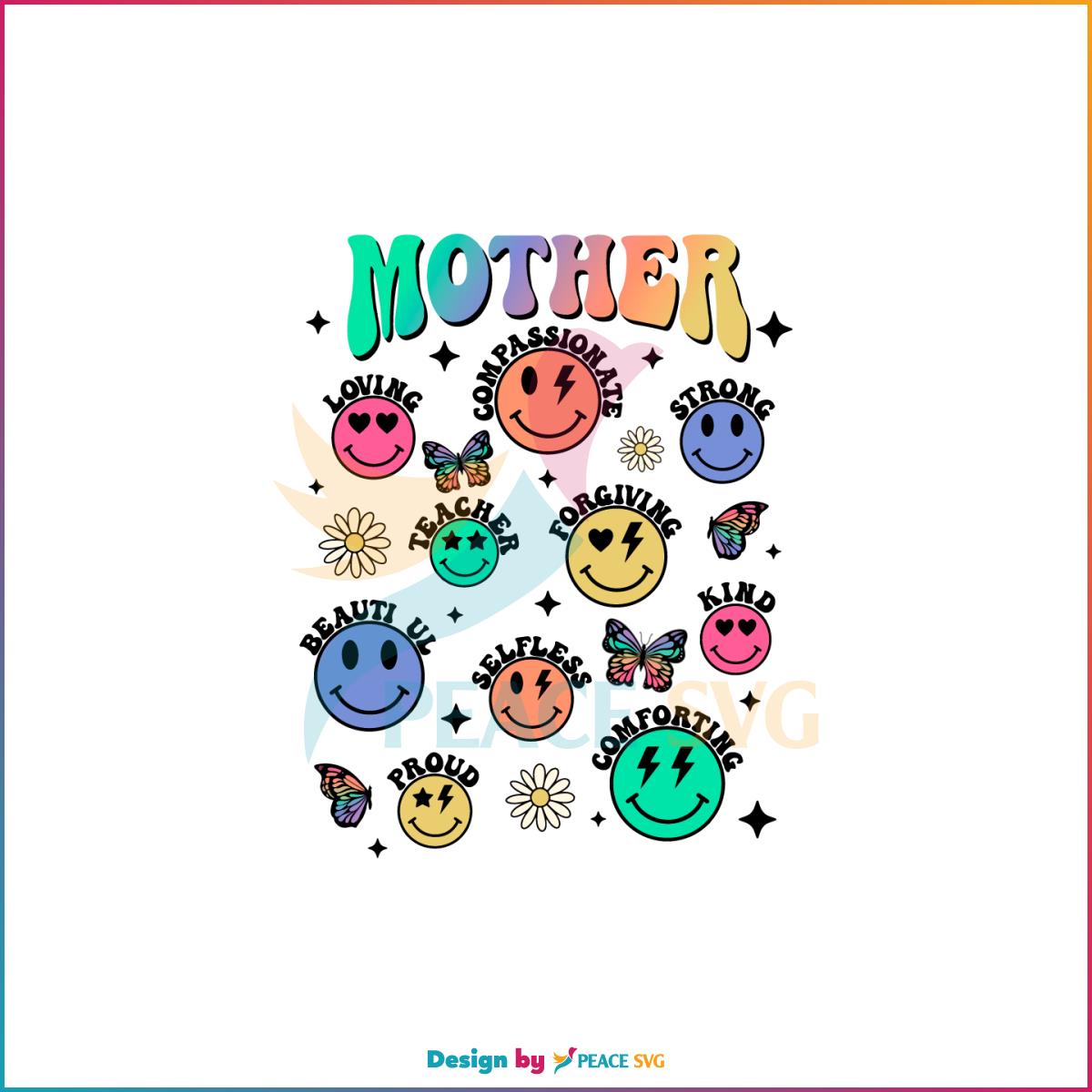 Retro Mother Smiley Face Groovy Mothers Day SVG Cutting Files