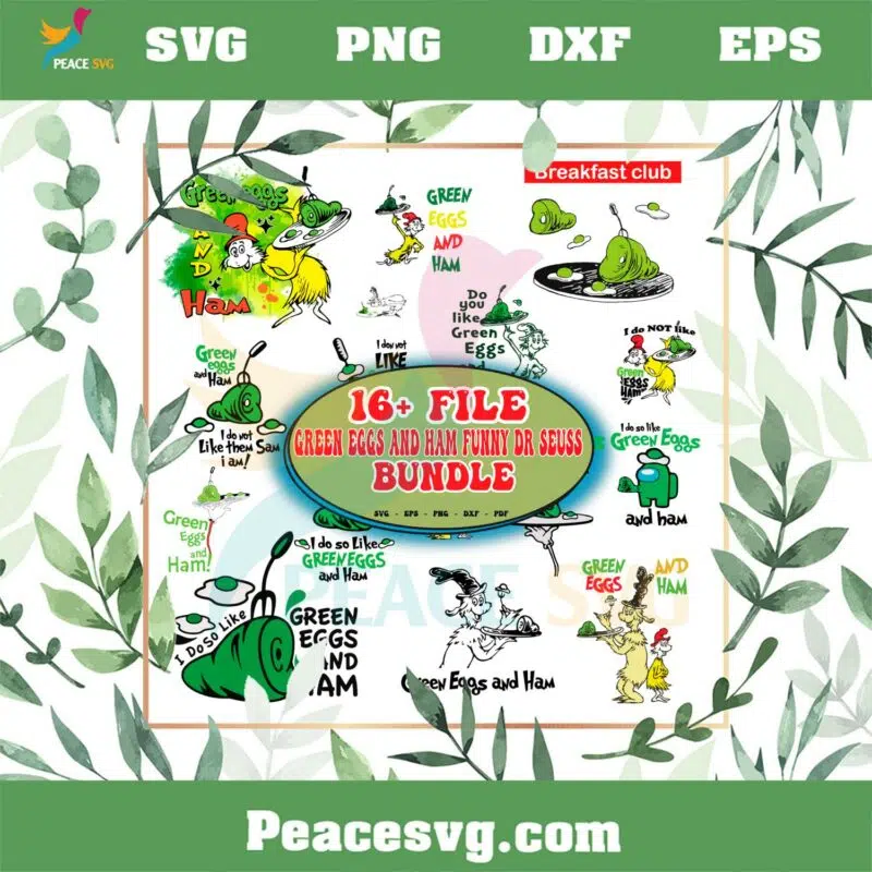 Green Eggs And Ham Funny Dr Seuss Bundle SVG Cutting Files