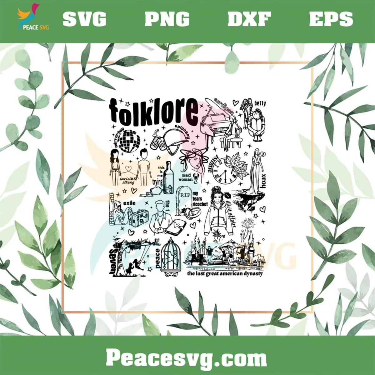 Folklore Album Track List Taylor Swift Song SVG Cutting Files