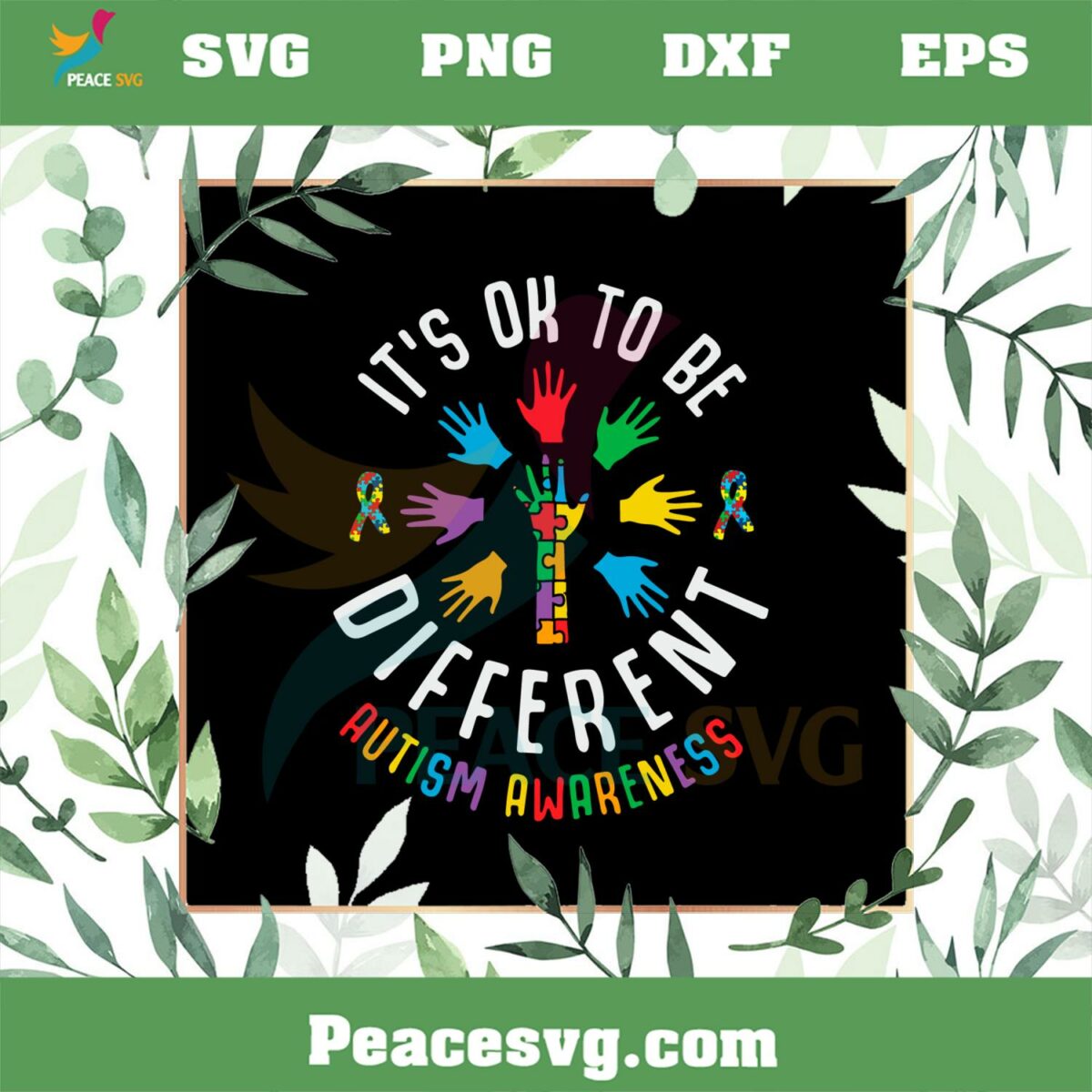 Its Ok To Be Different Puzzle Hand SVG Graphic Designs Files