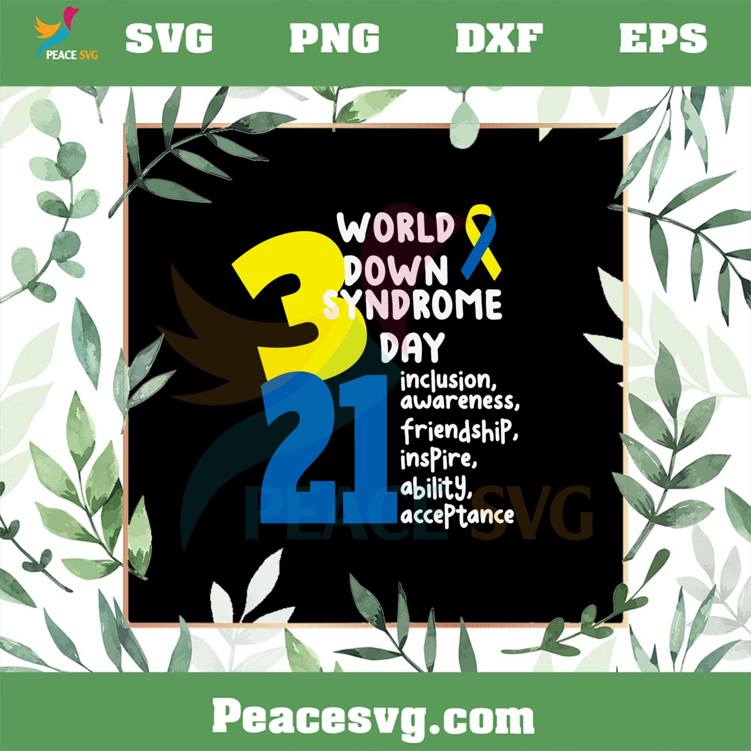 World Down Syndrome Day Awareness 3 21 Ribbon Svg Cutting Files