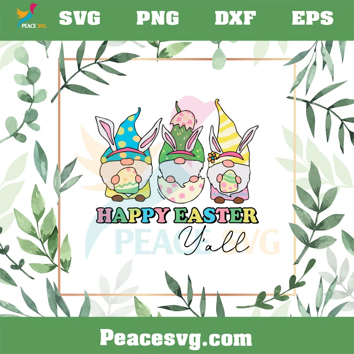Gnomes Happy Easter Cute Bunny Ear SVG Cutting Files
