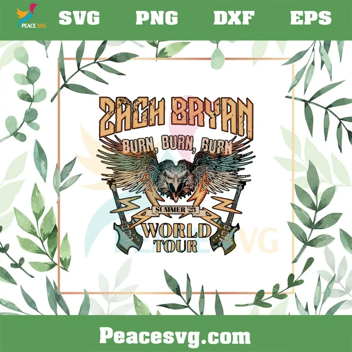 Burn Burn Burn Tour 2023 Zach Bryan Concert PNG, Sublimation Files