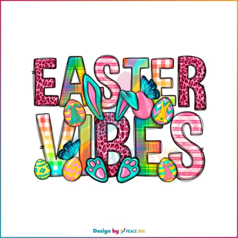 Easter vibes Leopard Bunny Ear Easter Egg PNG Sublimation