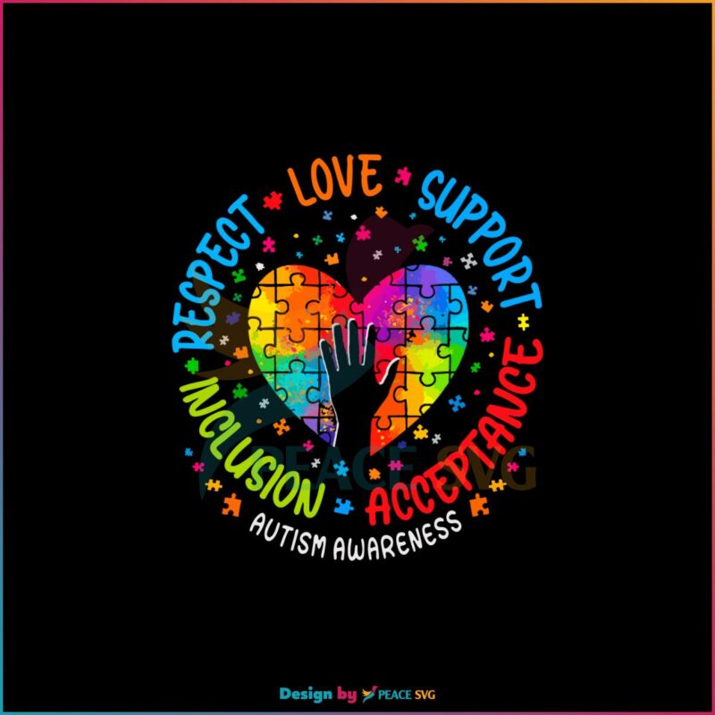 Puzzle Heart Love Support Acceptance Inclusion Respect SVG Cutting Files