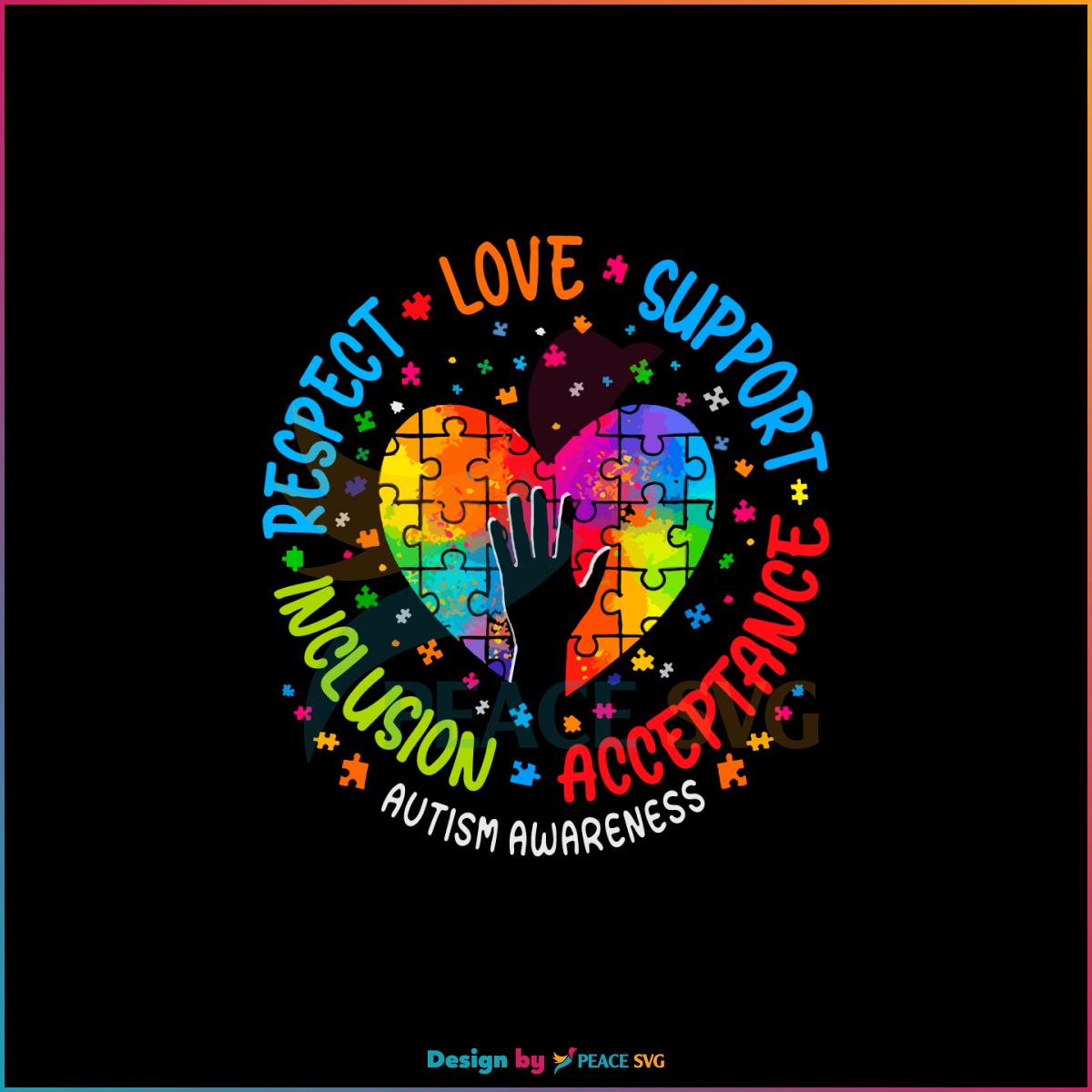 Puzzle Heart Love Support Acceptance Inclusion Respect SVG Cutting Files