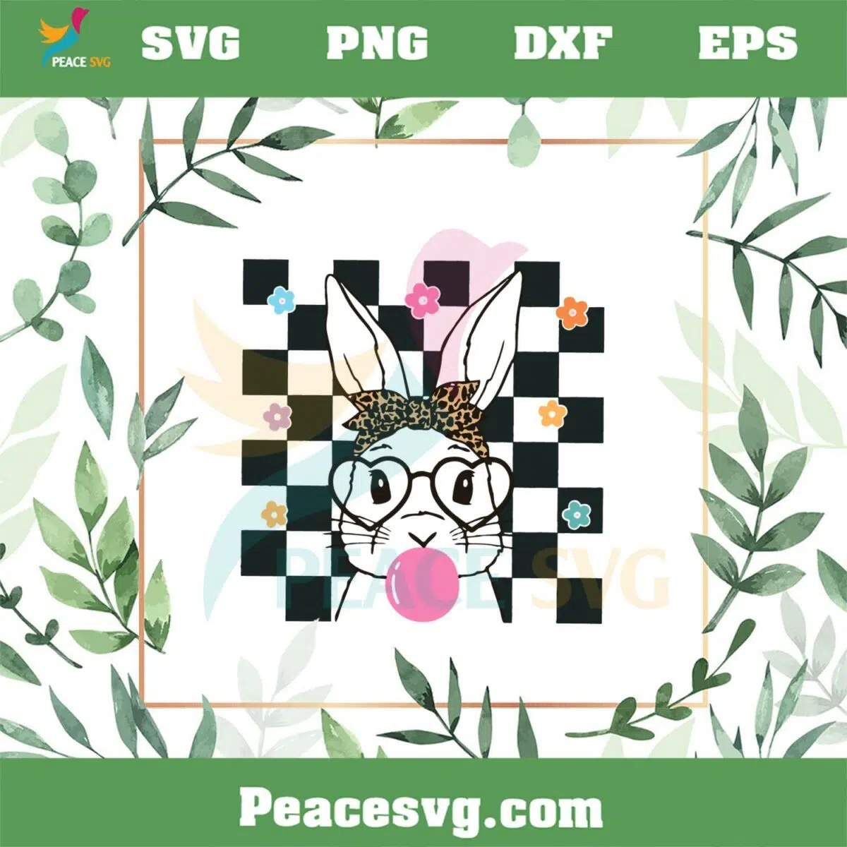 Retro Bunny Leopard Bow Svg For Cricut Sublimation Files