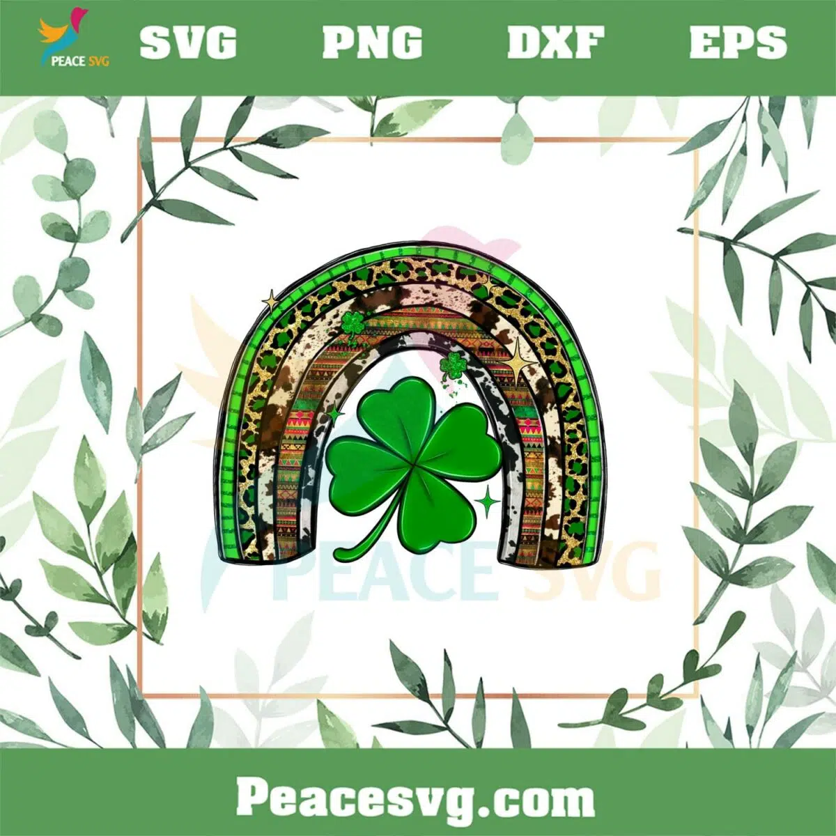 Shamrock Leopard Rainbow St Patrick’s Day PNG Sublimation Designs