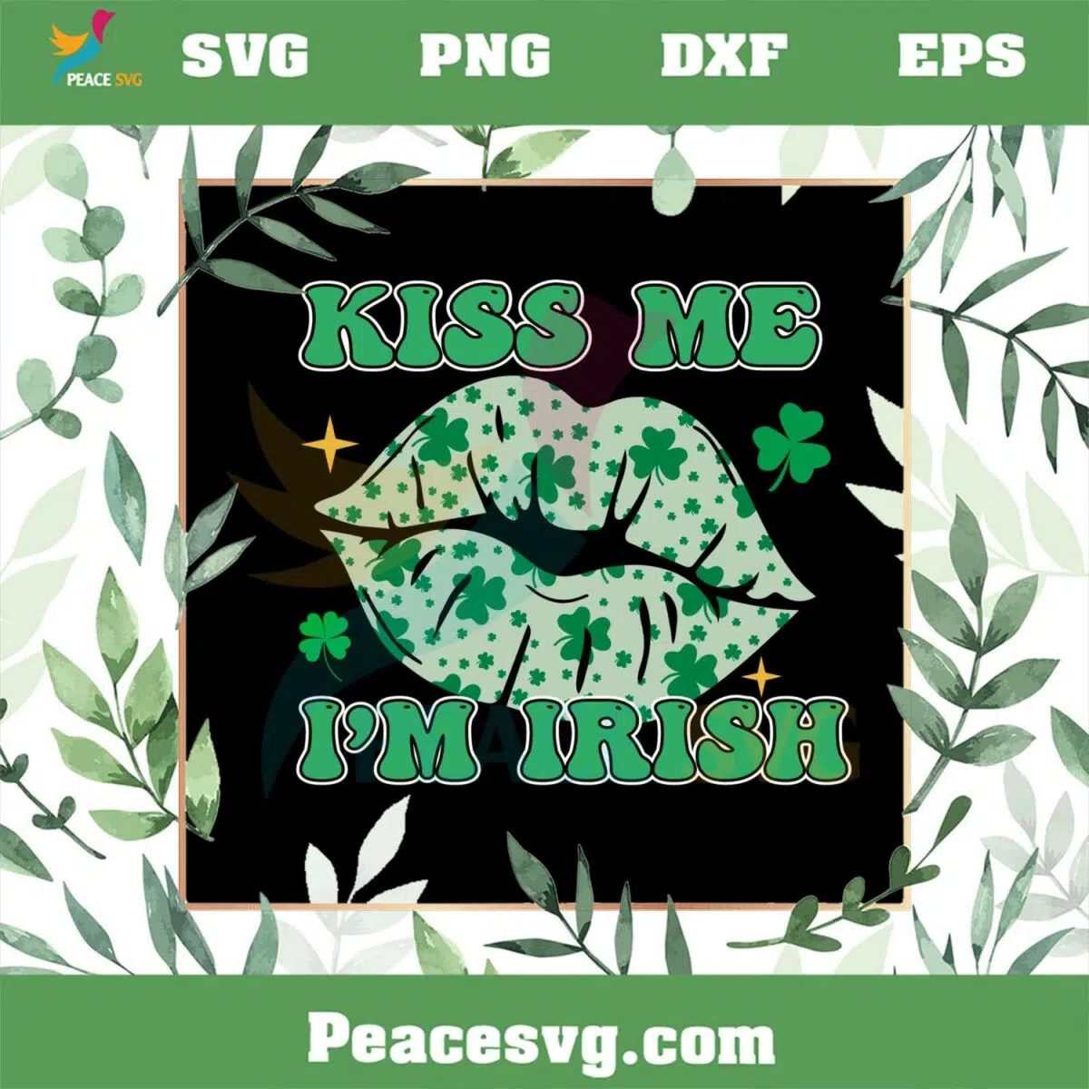 Colors Kiss Me I’m Irish SVG, St Patrick’s Day Shamrock Lip Svg, Cutting Files