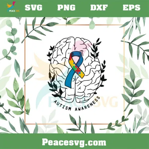 Autism Awareness Puzzle Ribbon Brain SVG Cutting Files