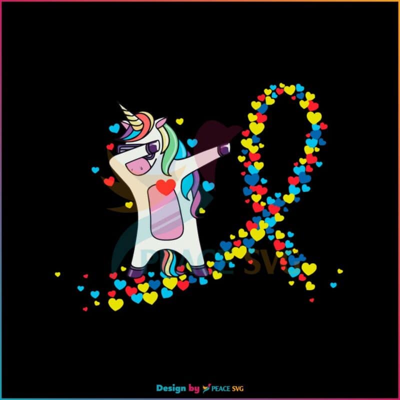 Funny Dabbing Unicorn Autism Awareness Autism Puzzle Ribbon SVG Cutting Files