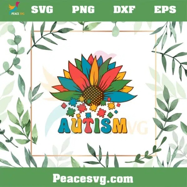 Autism Awareness Sunflower Autism Puzzle SVG Cutting Files