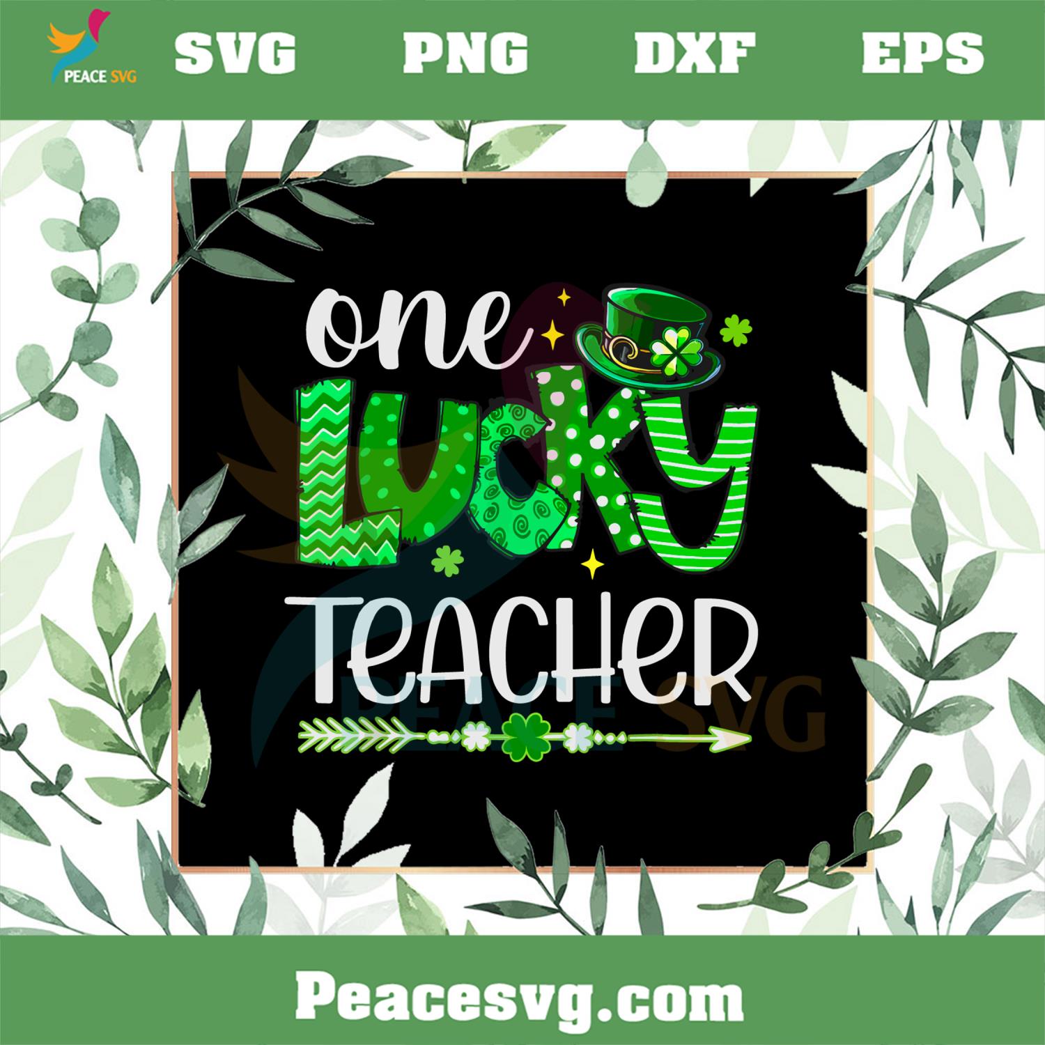 One Lucky Teacher Happy St Patricks Day SVG Cute Green Shamrock SVG