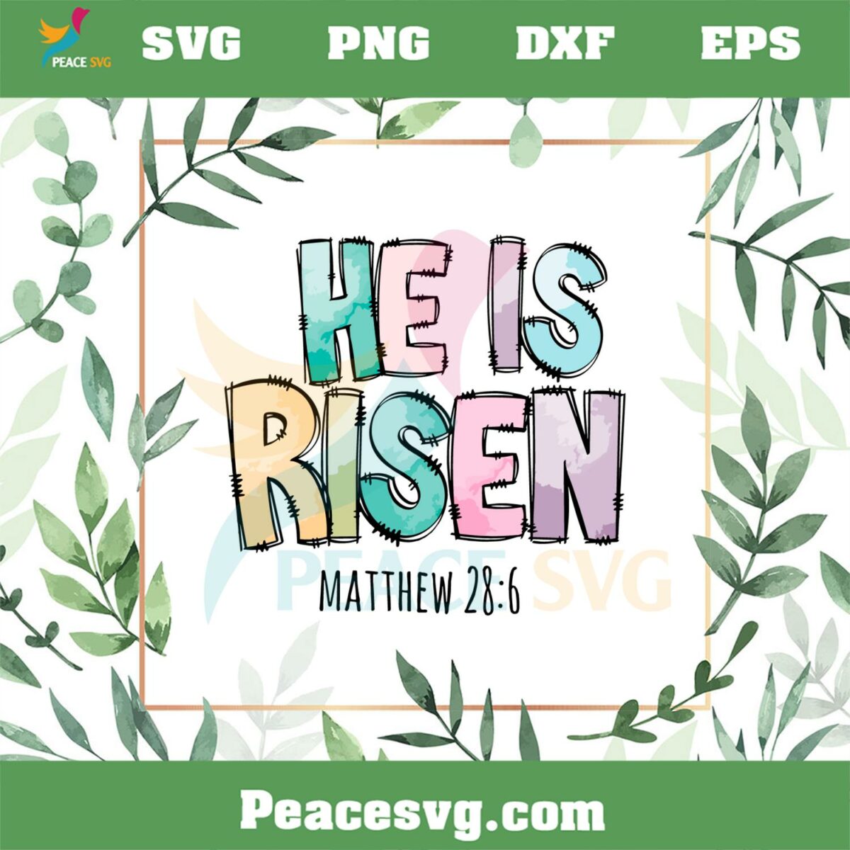 Pastel He Is Risen Cute Easter SVG For Cricut Sublimation Files
