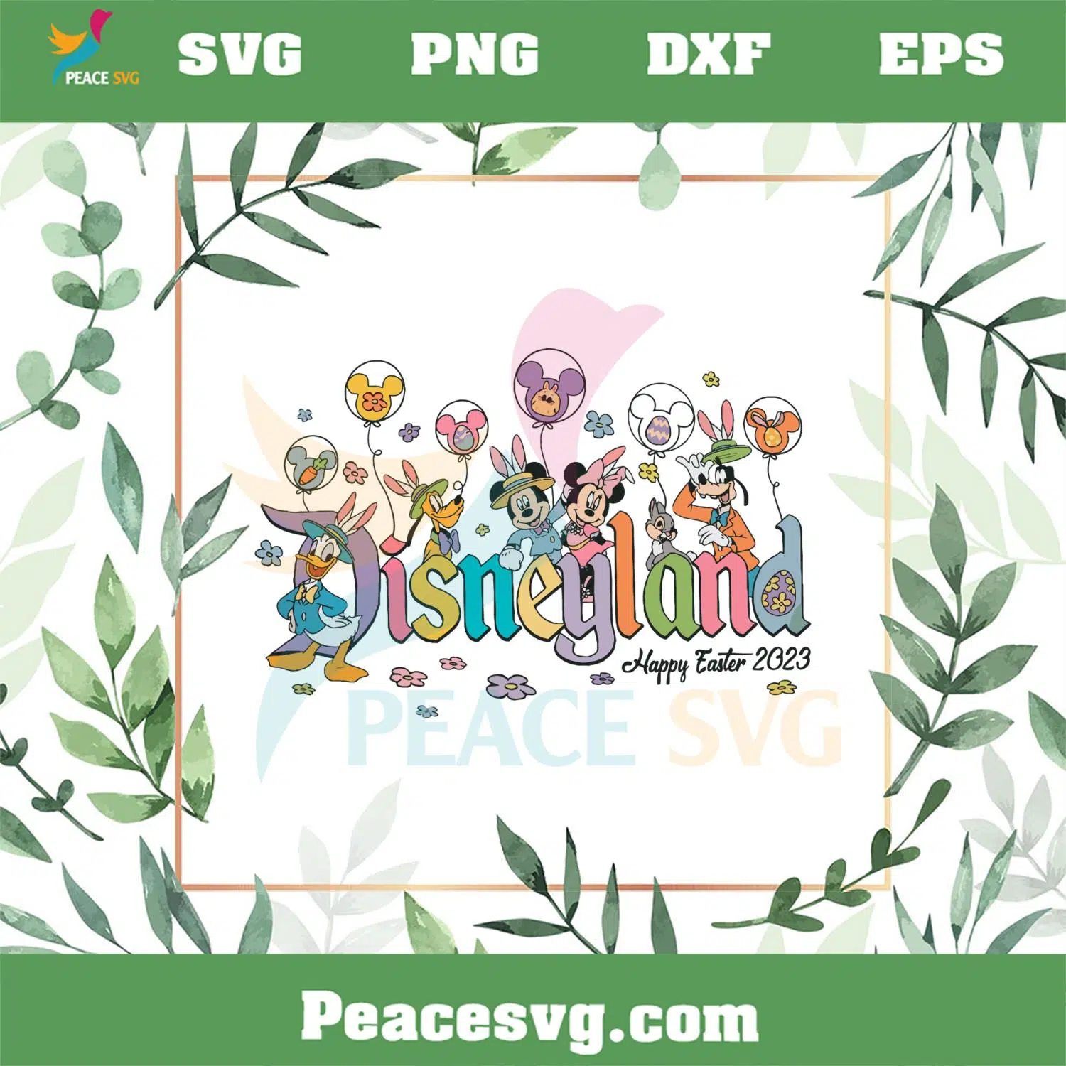 Happy Easter 2023 Disneyland SVG Floral Mickey and Friend SVG