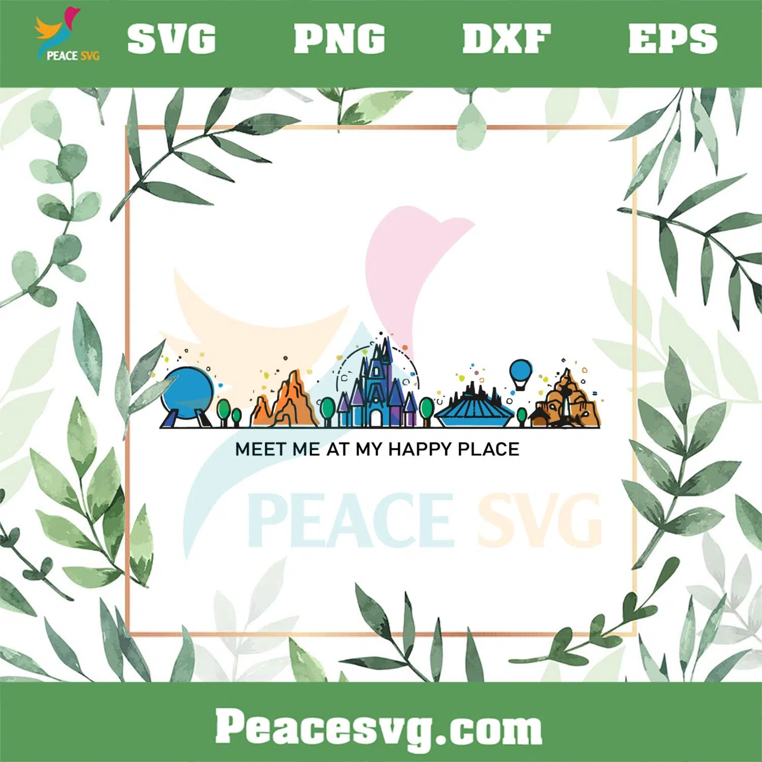 Disney Meet Me At My Happy Place Family Vacation Disney SVG Cutting Files