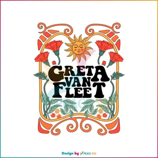 Floral Retro Greta Van Fleet SVG Vintage Dream In Gold Tour 2023 SVG