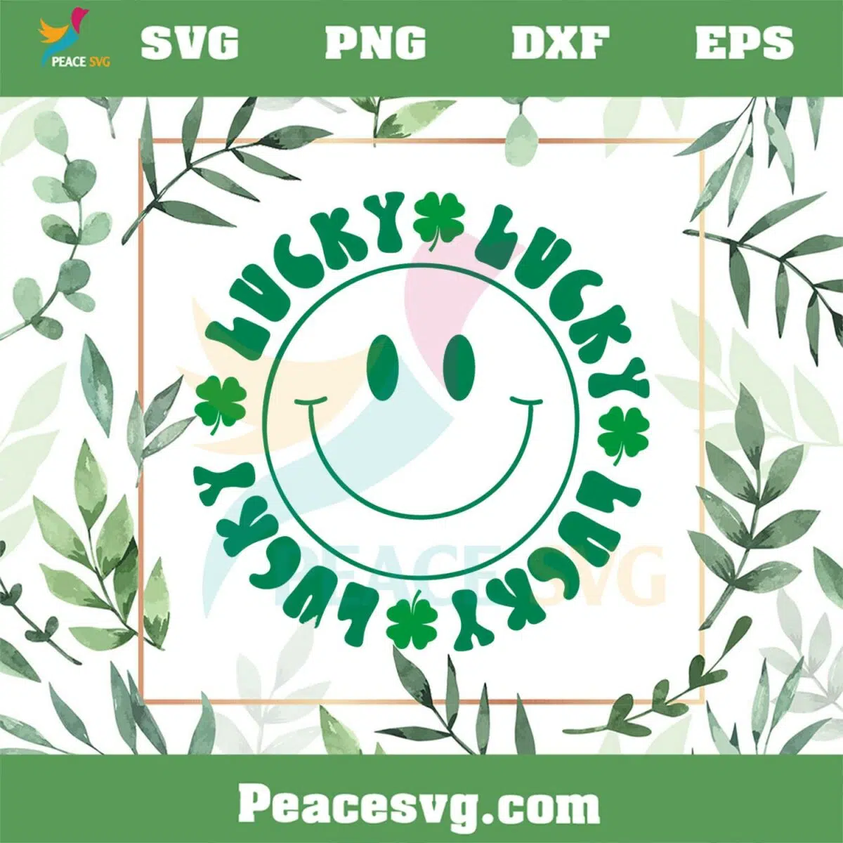 Lucky Shamrock Smiley Face SVG, Funny St Patrick’s Day SVG, Cutting Files