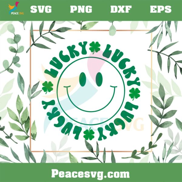 Lucky Shamrock Smiley Face SVG, Funny St Patrick’s Day SVG, Cutting Files