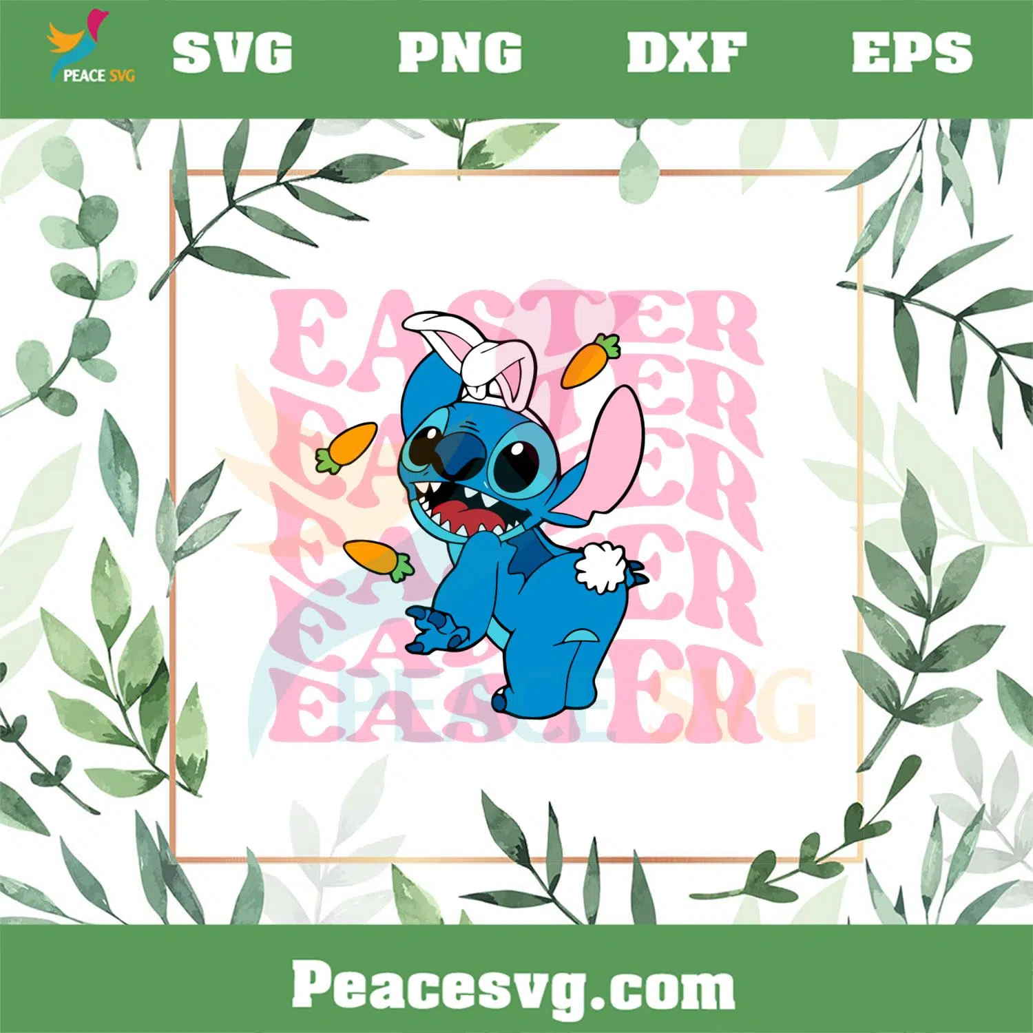 Stitch Spring Cute Easter Bunny SVG Graphic Designs Files