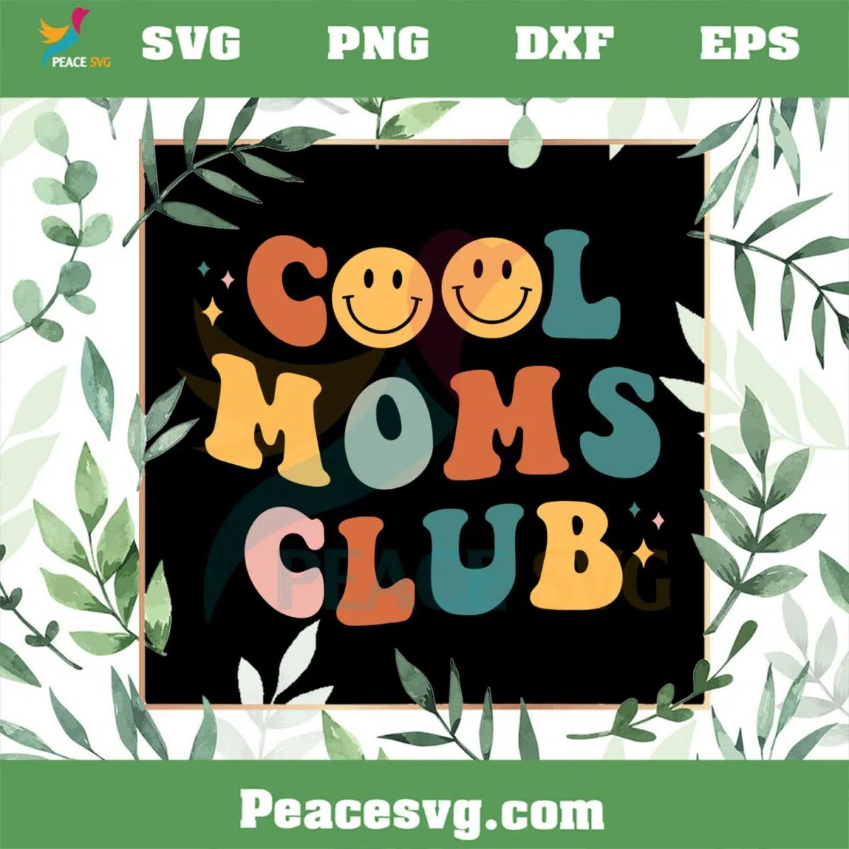 Retro Cool Moms Club Smiley Face SVG Graphic Designs Files