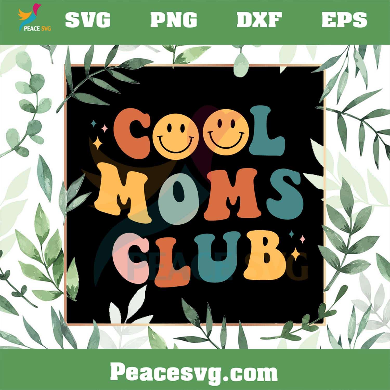 Retro Cool Moms Club Smiley Face SVG Graphic Designs Files