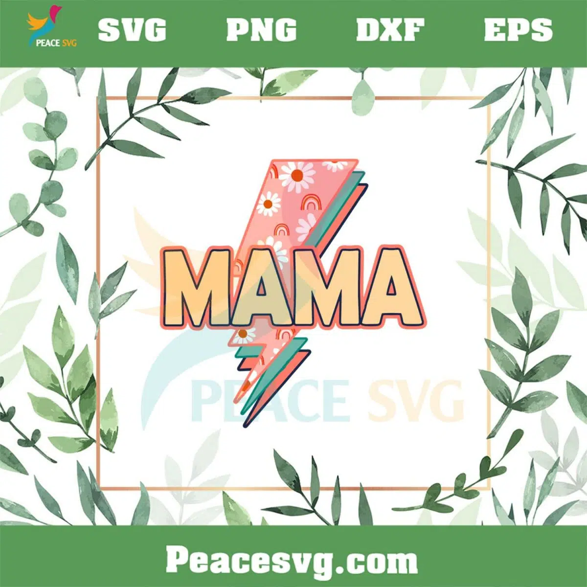 Mama Flower lightning Bolt SVG For Cricut Sublimation Files