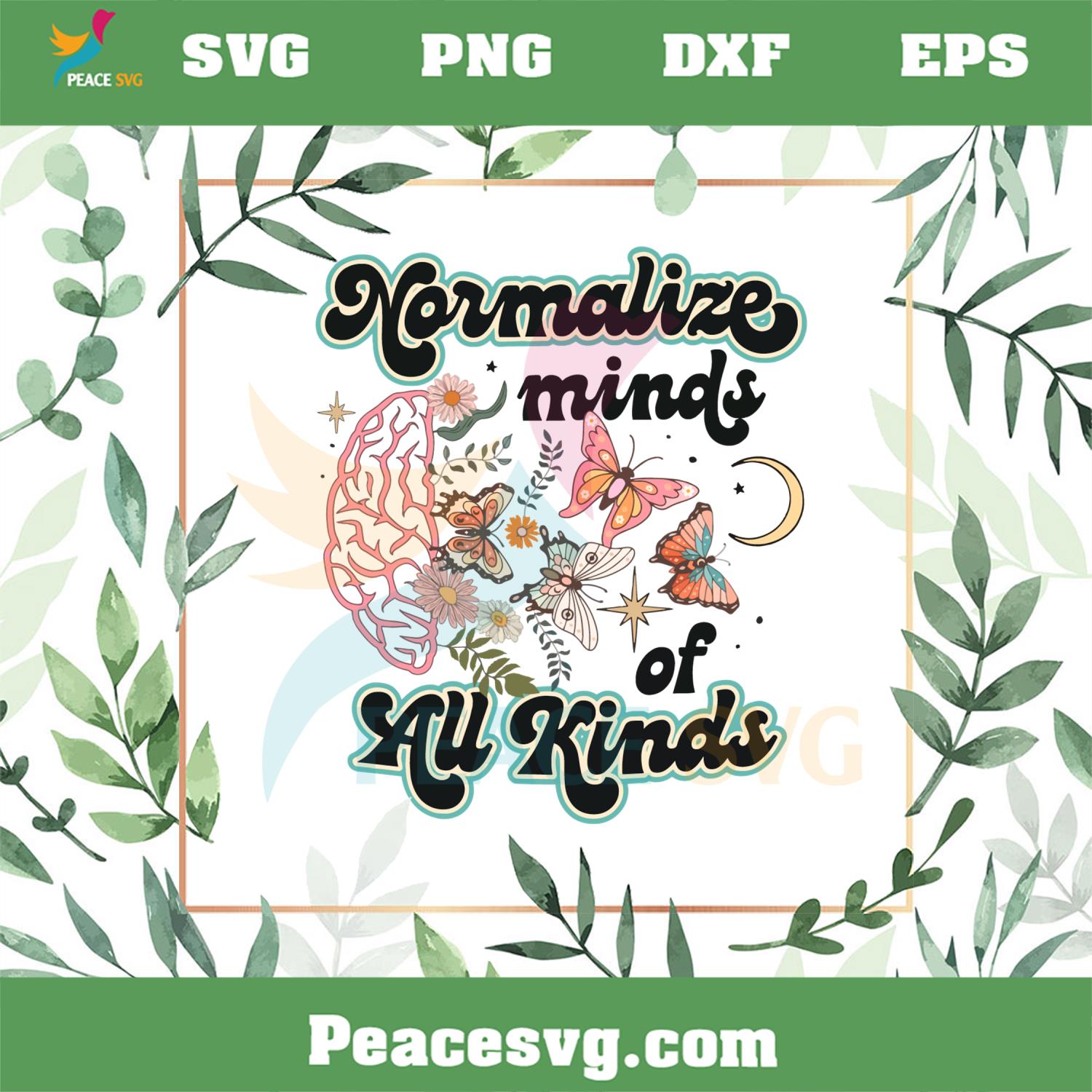 Normalize Minds Of All Kinds SVG Autism Awareness Brain Floral Butterfly SVG