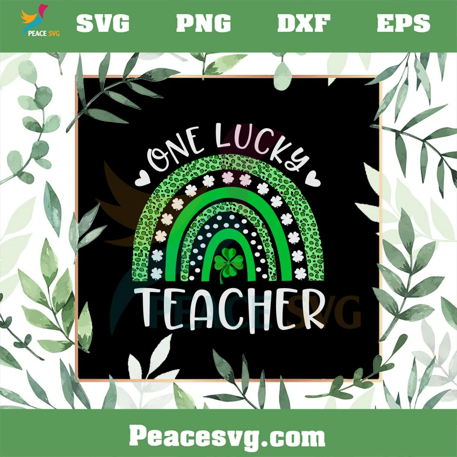 One Lucky Teacher St Patrick’s Day SVG Funny Irish Green Rainbow SVG