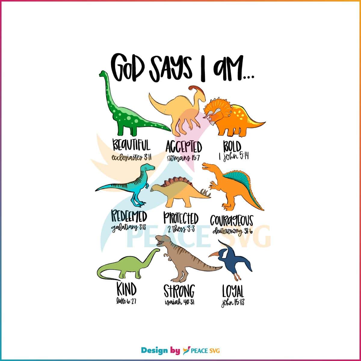 God says I am Dino Version Best SVG Cutting Digital Files