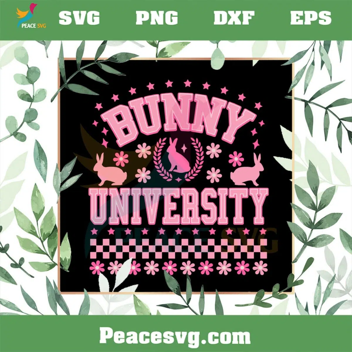 Floral Bunny University SVG Files for Cricut Sublimation Files