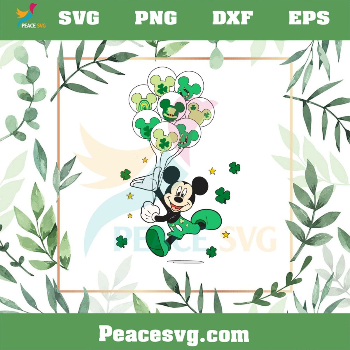 Mickey Mouse St Patrick’s Day Shamrock Balloons Svg Cutting Files