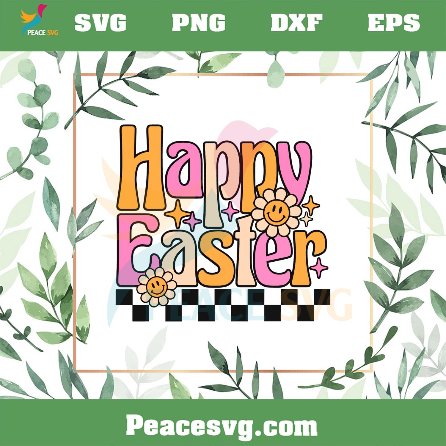Grovy Happy Easter Day Daisy Smiley Face SVG Cutting Files