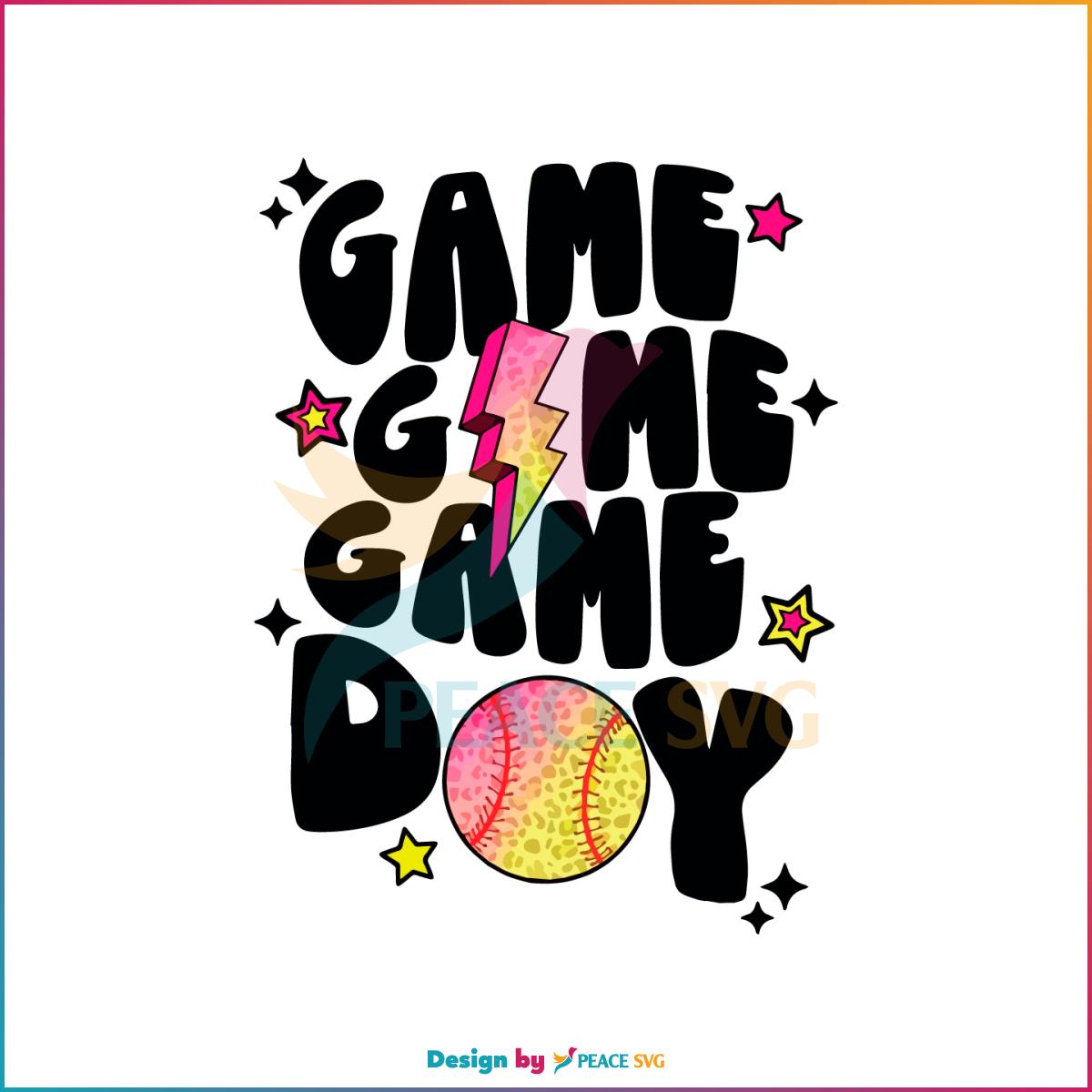 Game Day Softball Pink Yellow Leopard Svg Cutting Files