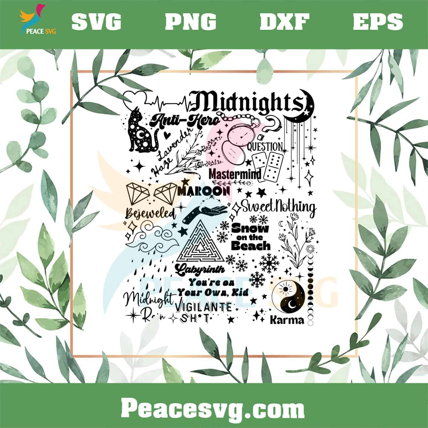 Midnights Track List Taylor Swift New Album SVG Cutting Files