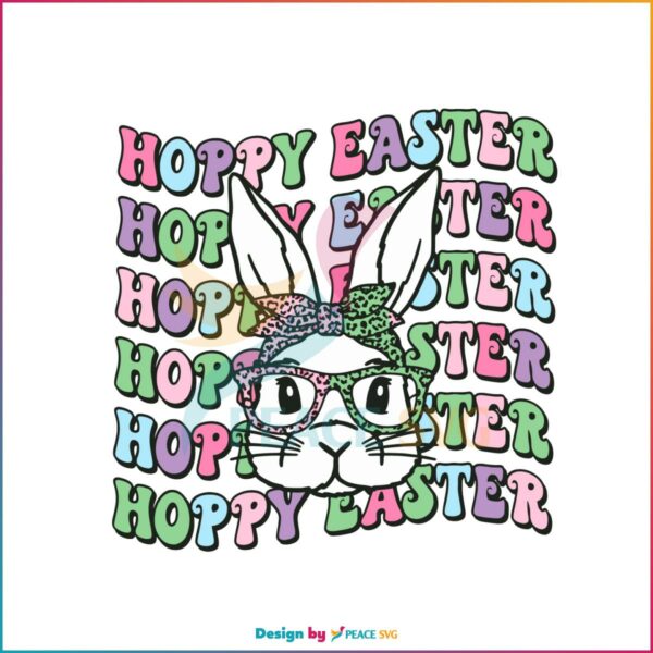 Hoppy Easter Retro Bunny Leopard Bow Best Design SVG Digital Files