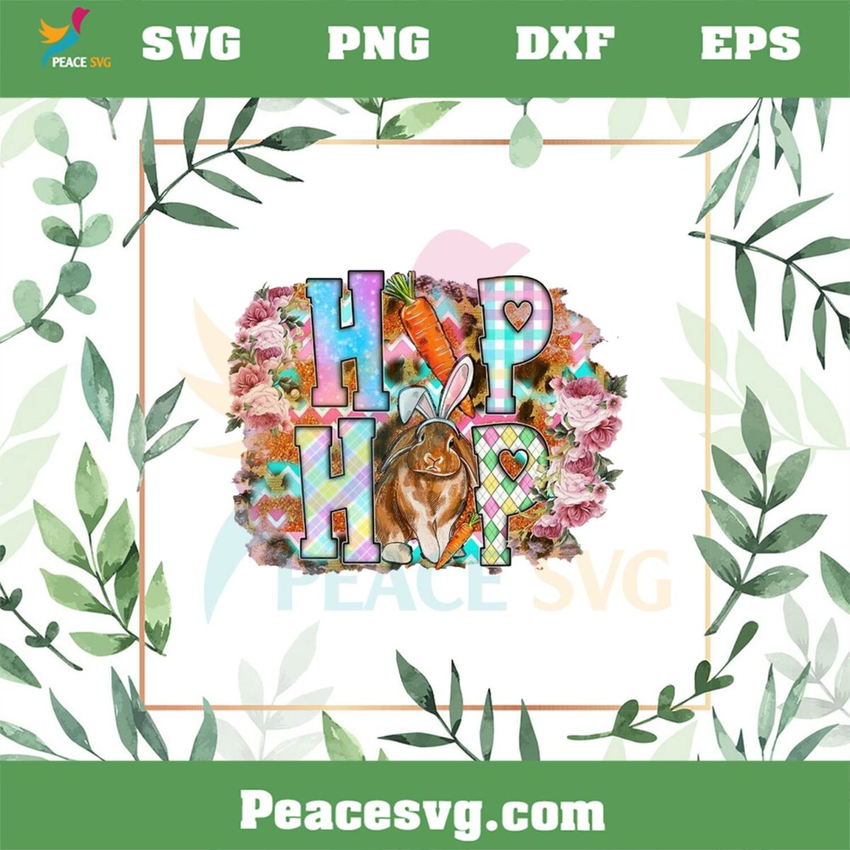 Hiphop Bunny Flower PNG Files PNG Sublimation Designs